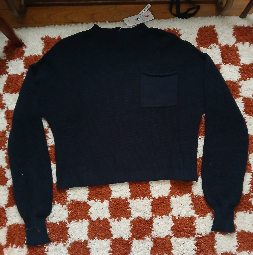 NWT Cropped Mock Neck Black Sweater